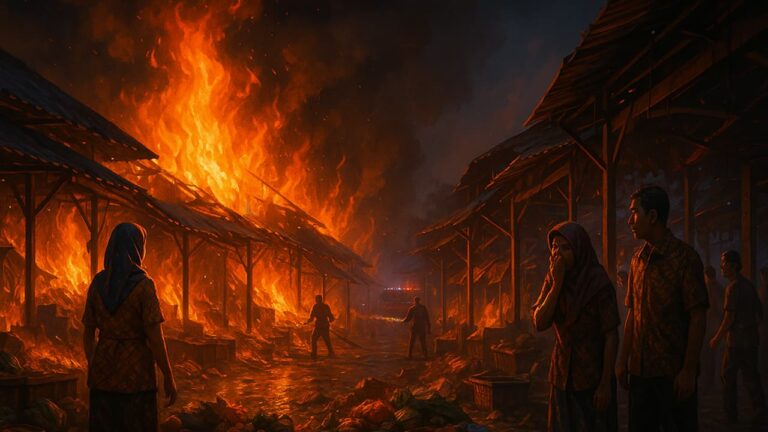 Kebakaran Pasar Tradisional di Malang, Puluhan Kios Hangus Terbakar