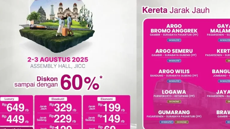 Diskon Tiket Kereta KAI Expo 2025: Hemat hingga 60% Mulai Rp 69.000