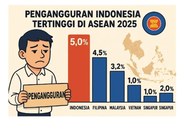Indonesia Jadi Negara dengan Pengangguran Tertinggi di ASEAN 2025 | Ekonomi