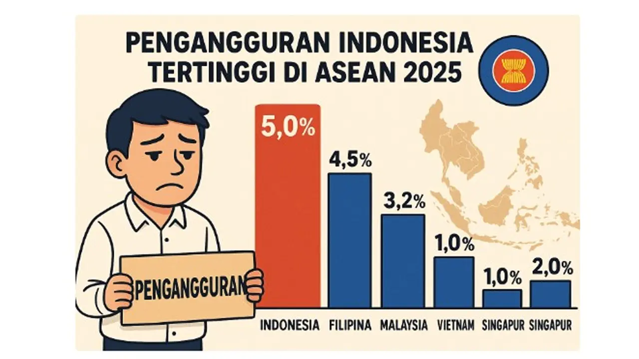 Indonesia Jadi Negara dengan Pengangguran Tertinggi di ASEAN 2025 | Ekonomi