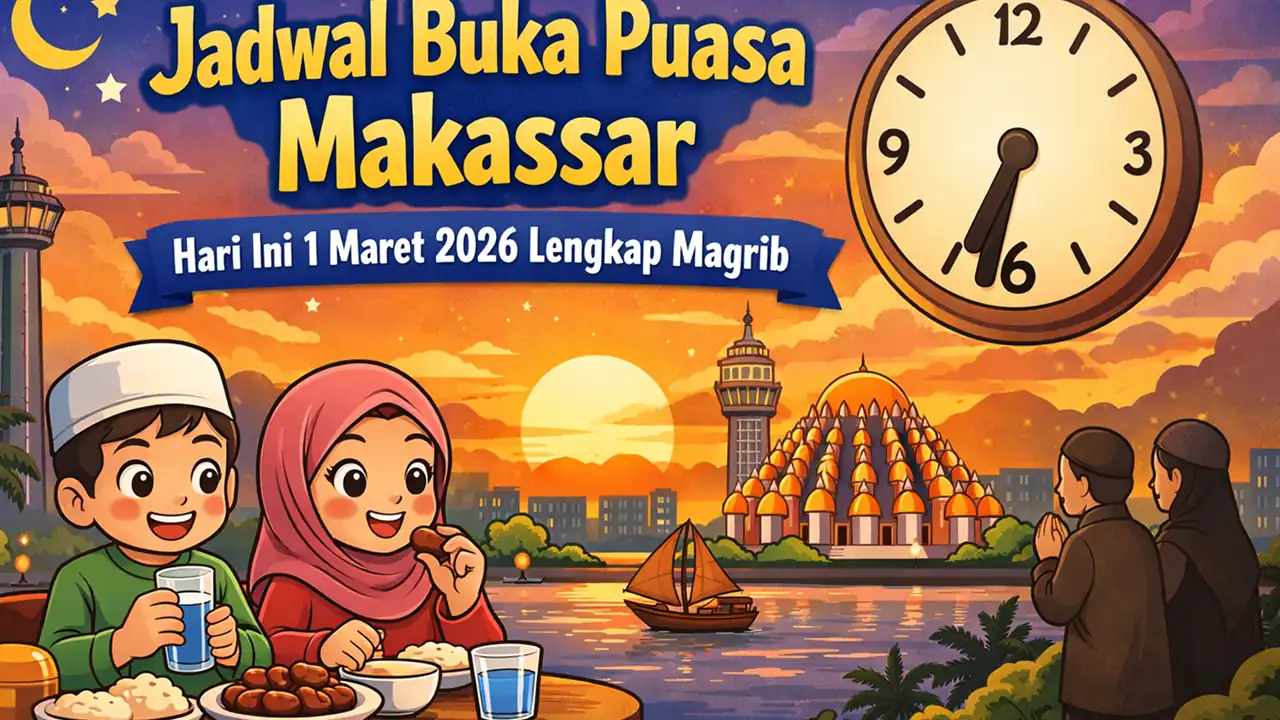 Jadwal Buka Puasa Makassar Hari Ini 1 Maret 2026 Lengkap Magrib | Nasional